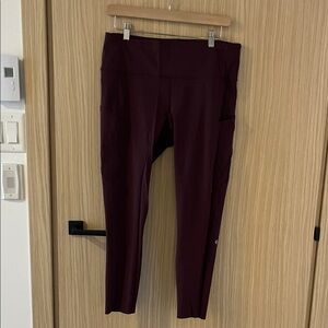 Lululemon Fast & Free 25" Burgundy Leggings with 5 Side Pockets